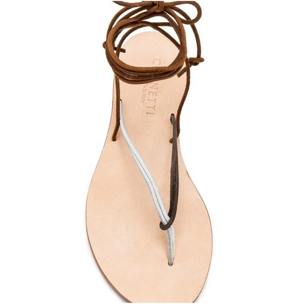 Cornetti Favignana Lace Up Ankle Wrap Flip‎ Flop Sandals Sz 37 US 6.5-7
